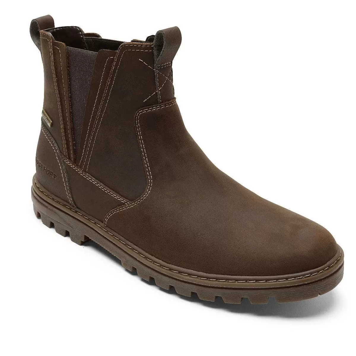 Rockport Bota Chelsea masculina para clima ou não à prova d'água Novo Couro Castanho/Camurça*Homens