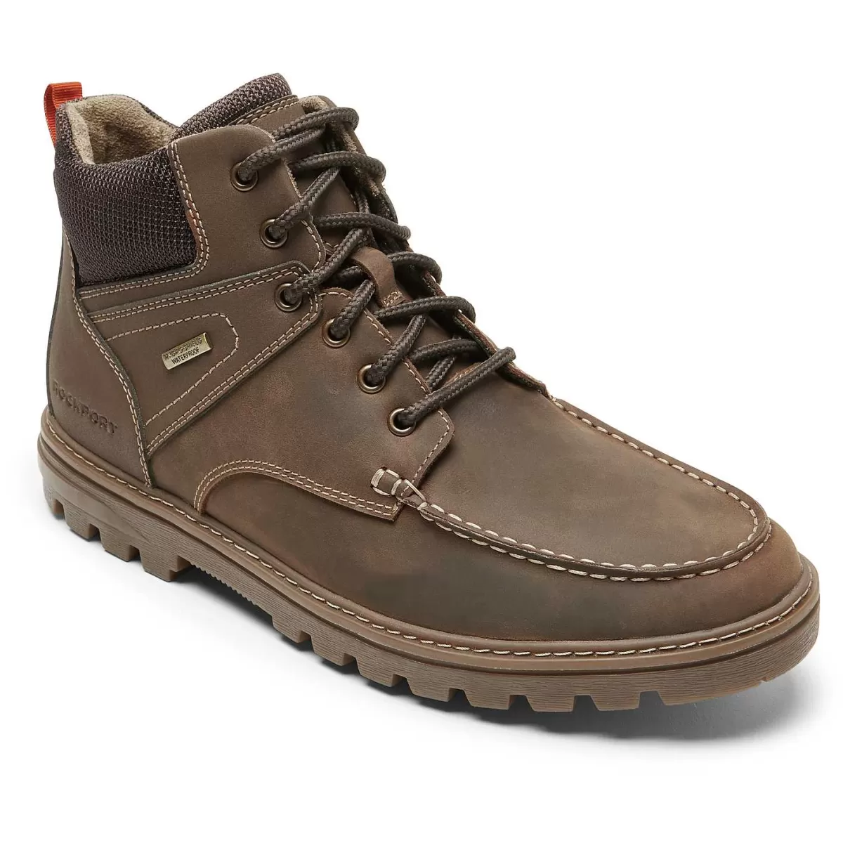 Rockport Bota Moc Toe impermeável masculina pronta para o clima Couro Java/Camurça*Homens