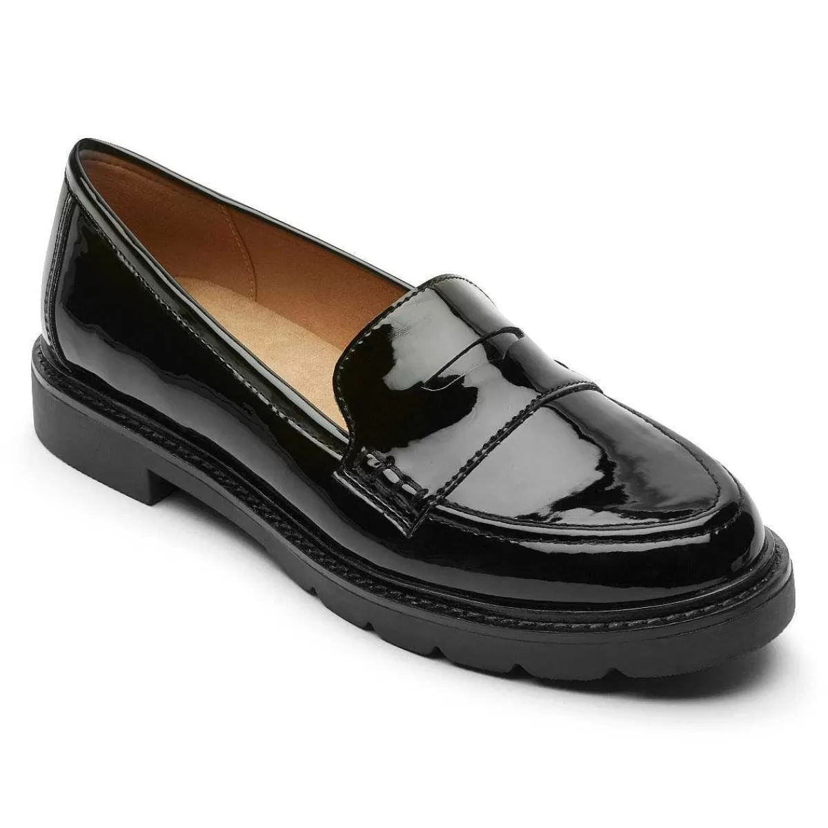 Rockport Mocassim feminino Kacey Penny Couro preto*Mulheres