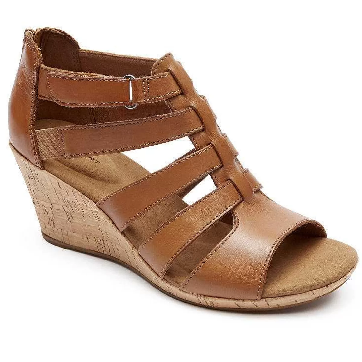 Rockport Nova Sandália Gladiadora Briah Feminina Cinza Metálico*Mulheres