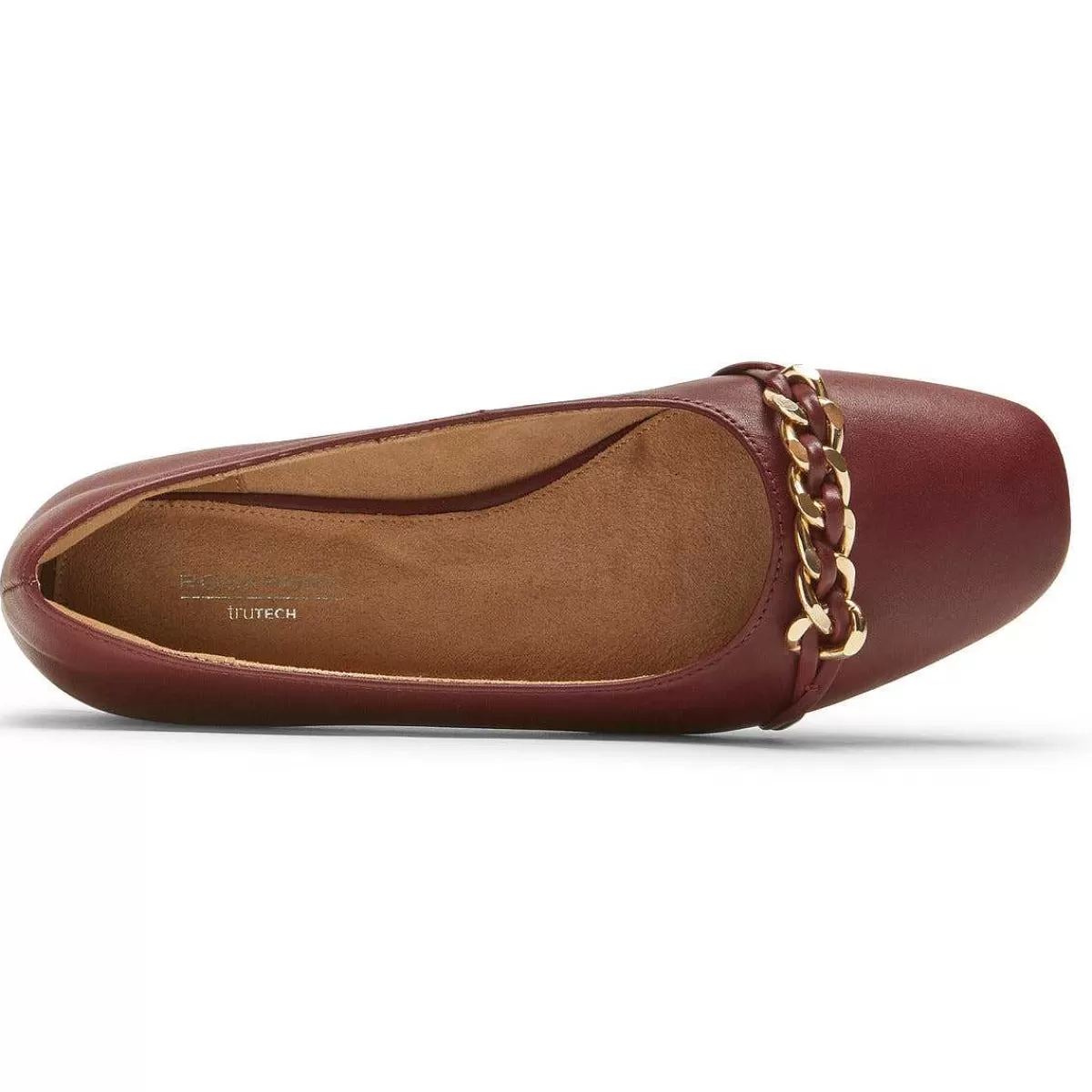 Rockport Sapatilhas femininas Zoie Chain Ballet Porto Tawny Lthr*Mulheres