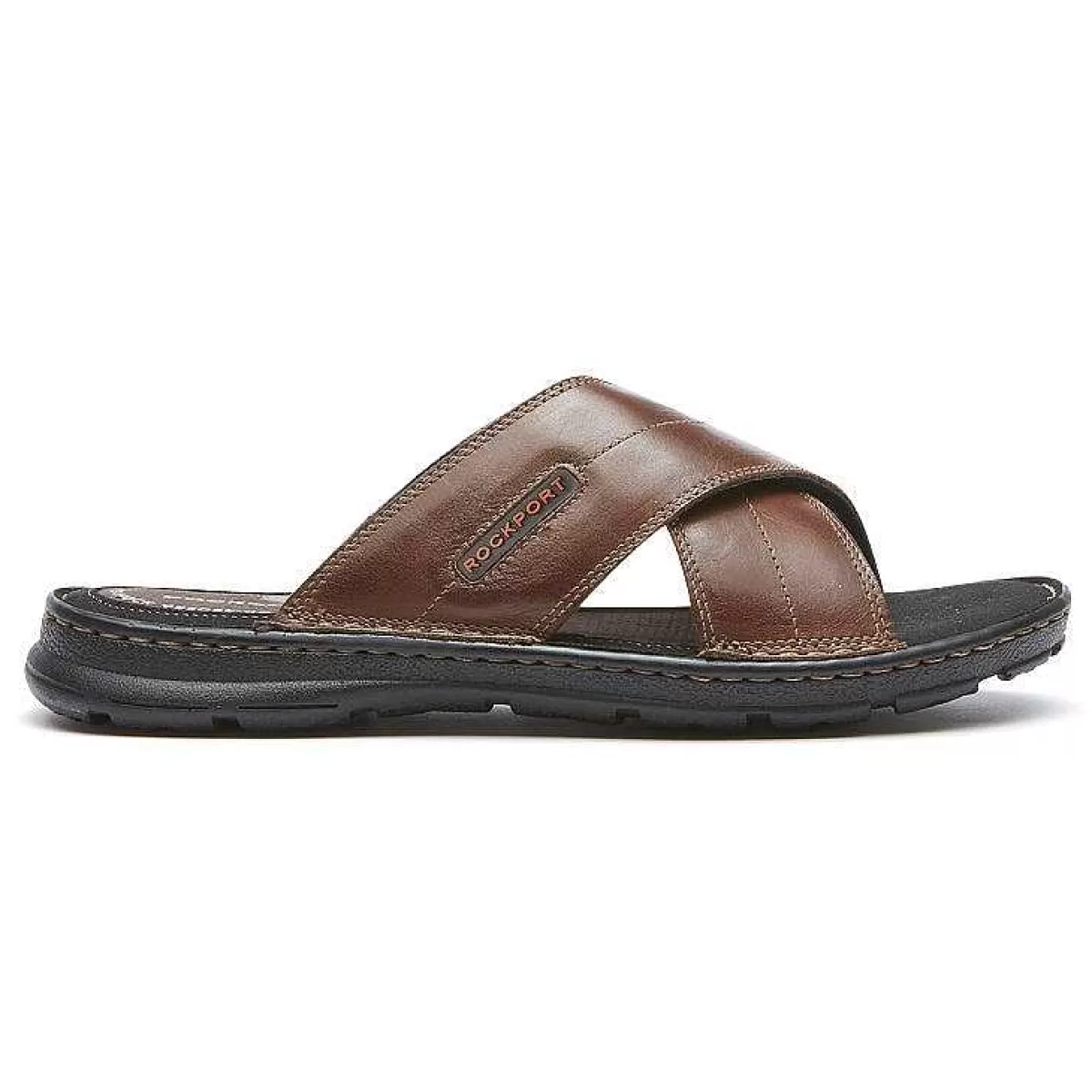 Rockport Slide Masculino Darwyn Cross Band Treinador Brown Lea*Homens