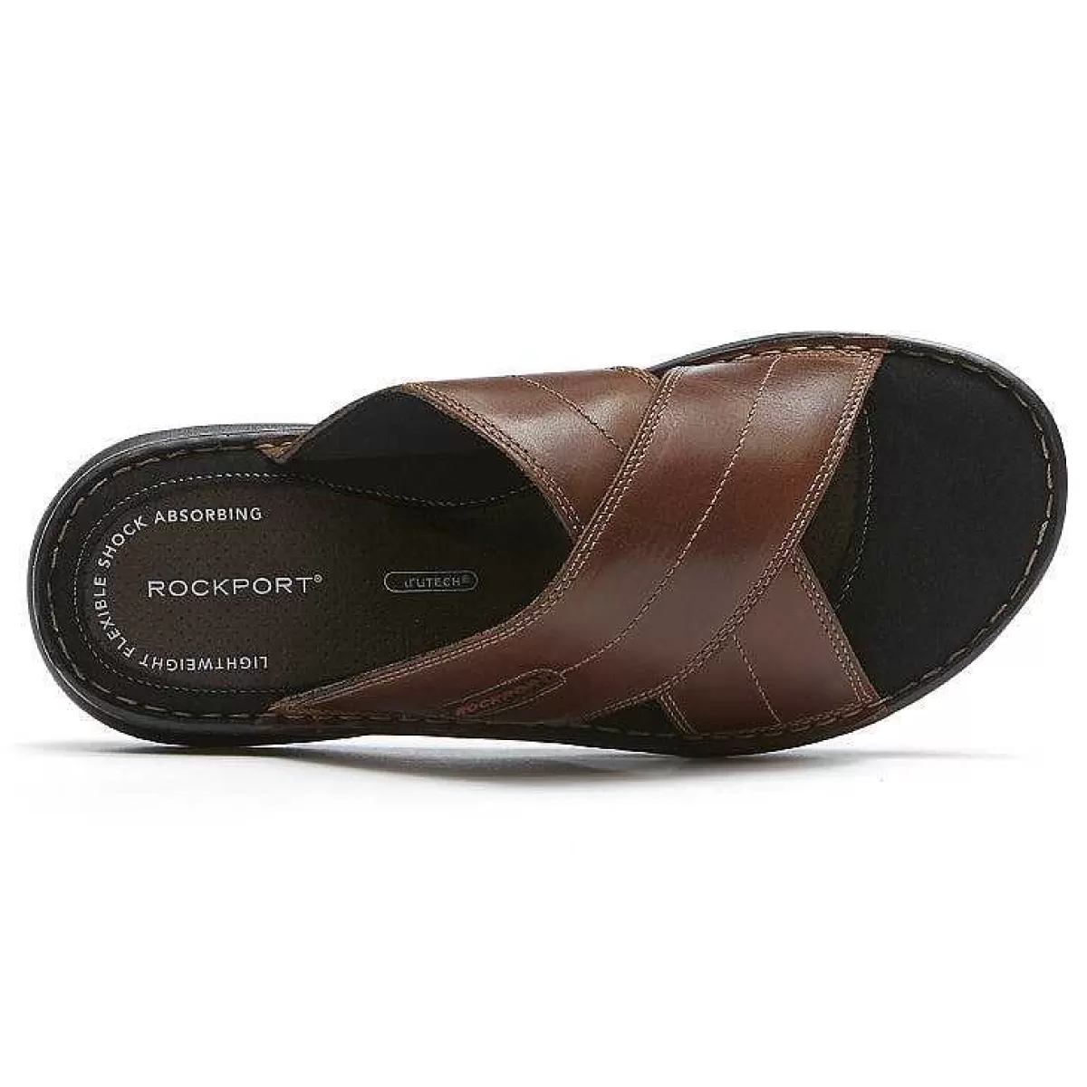 Rockport Slide Masculino Darwyn Cross Band Couro Marrom Ii*Homens