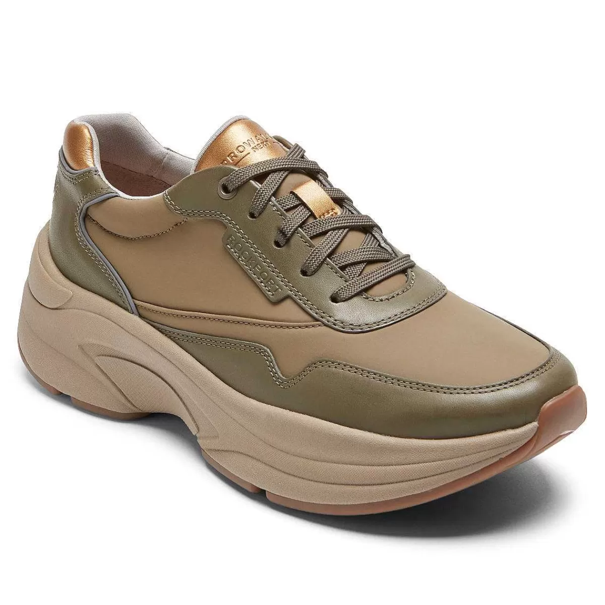 Rockport Tênis feminino Prowalker Next Mel Lthr/Nubuck/Têxtil*Mulher